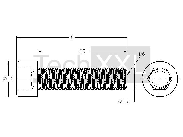 Cilinderkopbout DIN 912 M6x25 galvaniseren wie HS208SIK625