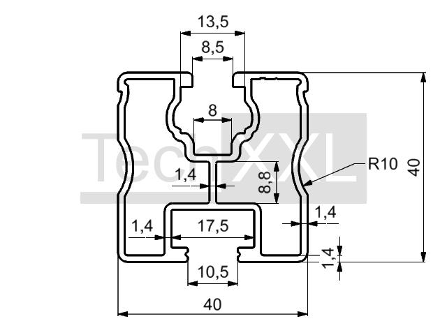 Zonne-rail 40x40 2N180 N-I wie HSOP63