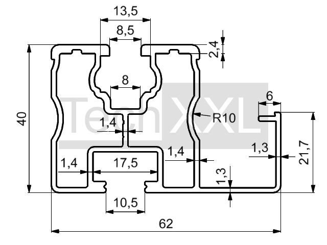 Zonne-rail 40x40 2N N-I-KK wie HSOP64